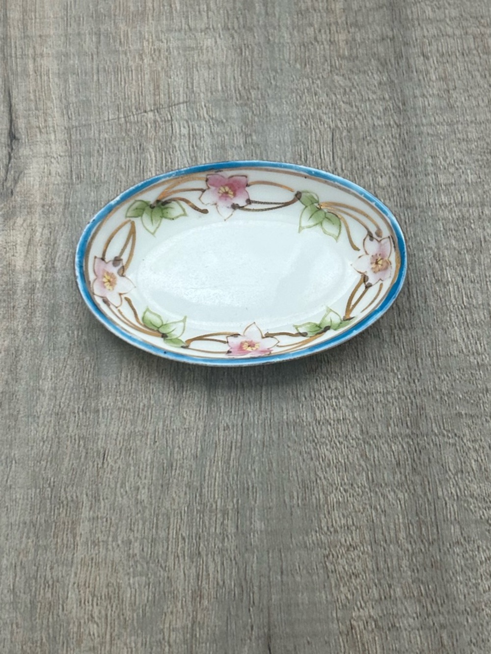 Antique Nippon Hand Painted Oval Porcelain Trinket Dish